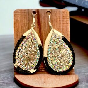 Glitter and rhinestones drop earrings